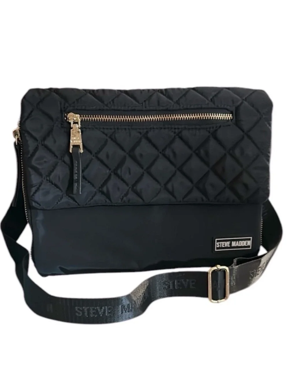 Steve Madden Jodie Crossbody Bag with Quilted Flap In Black